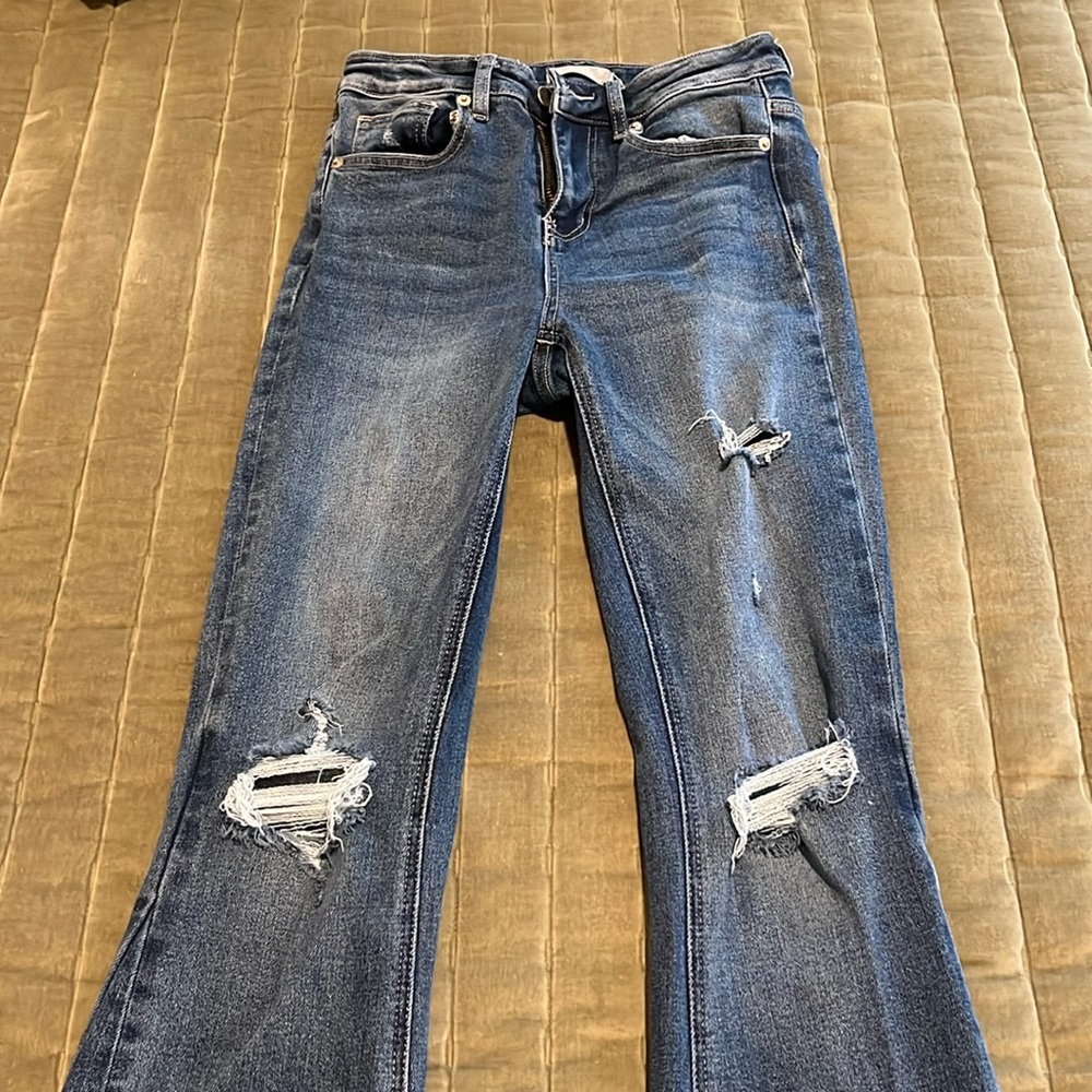 Altar’d State dark blue high waisted flare jeans